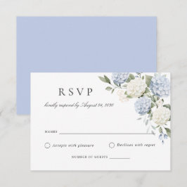 Blumige elegante blaue Hortensien-Hochzeits-RSVP-K Einladung