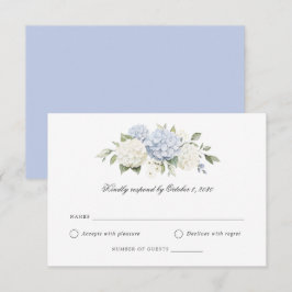 Blumige elegante blaue Hortensien-Hochzeits-RSVP-K Einladung