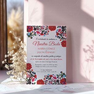 Blumige Elegante Farbige Fiesta Spanische Hochzeit Einladung