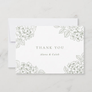 Blumige elegante grüne Hortensien-Hochzeit Danke
