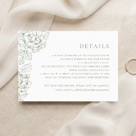 Blumige elegante Hortensien-Hochzeitseinlage Detai Einladung