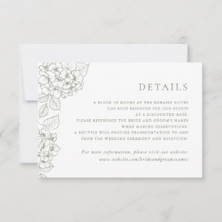 Blumige elegante Hortensien-Hochzeitseinlage Detai Einladung