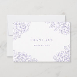 Blumige Elegante Lila Hortensien Hochzeit Danke
