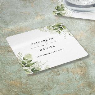 Blumige Elegante Moderne Hochzeit Rechteckiger Pappuntersetzer