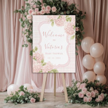 Blumige elegante rosa Hortensien-Baby-Shower
