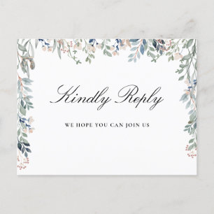Blumige elegante Schrift Song-Anfrage RSVP Postkar Einladungspostkarte