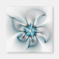 Blumige Eleganz Moderne Abstrakte Blaue Fraktal-Ku