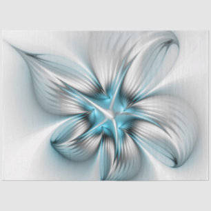 Blumige Eleganz Moderne Abstrakte Blaue Fraktal-Ku Seidenpapier