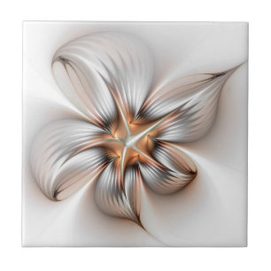 Blumige Eleganz Moderne Abstrakte Fraktal-Kunst Fliese