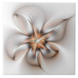 Blumige Eleganz Moderne Abstrakte Fraktal-Kunst Fliese