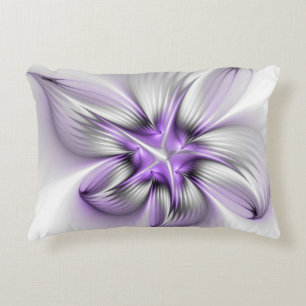 Blumige Eleganz Moderne Abstrakte Violette Fraktal Dekokissen