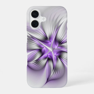 Blumige Eleganz Moderne Abstrakte Violette Fraktal iPhone 16 Hülle