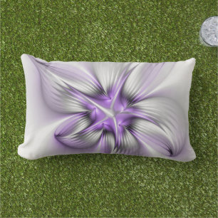 Blumige Eleganz Moderne Abstrakte Violette Fraktal Kissen Für Draußen