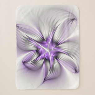 Blumige Eleganz Moderne Abstrakte Violette Fraktal Sherpadecke