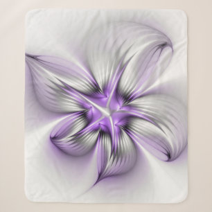 Blumige Eleganz Moderne Abstrakte Violette Fraktal Sherpadecke
