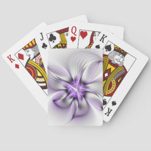Blumige Eleganz Moderne Abstrakte Violette Fraktal Spielkarten