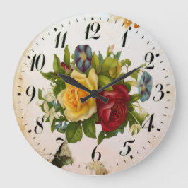 Blumige Eleganz Runde Acryl-Wanduhr Große Wanduhr