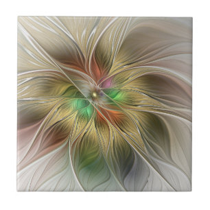 Blumige Fantasie mit modernem abstraktem Gold-Frak Fliese