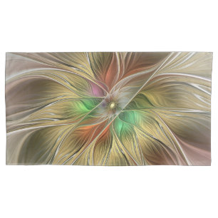 Blumige Fantasie mit modernem abstraktem Gold-Frak Kissenbezug