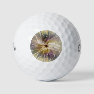 Blumige Fantasy Gold Aubergine Abstrakte Fraktal K Golfball