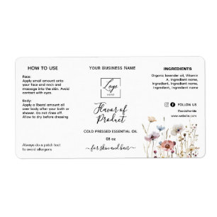 Blumige Flasche für ätherisches Öl mit Logo-Etiket