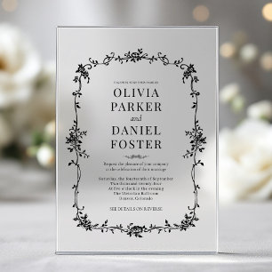 Blumige französische viktorianische Hochzeit in Sc Acryleinladungen