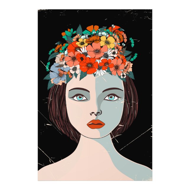 Blumige Frau Fotodruck (Vorne)