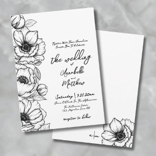 Blumige handgezeichnete Hochzeit Einladung