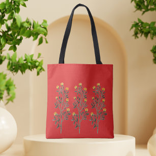 Blumige hellrote Tragetasche Tasche
