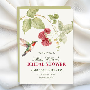 Blumige Himbeeren Kolibri Brausebad Einladung