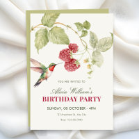 Blumige Himbeeren Kolibri Geburtstag