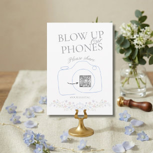 Blumige Hochzeit: Bläst unsere Handys Tischschild Einladung