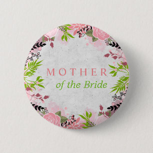 Blumige Hochzeit Mutter der Braut Button