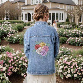 Blumige Hochzeits-Denim-Jacke – Braut & Brautjungf Jeansjacke