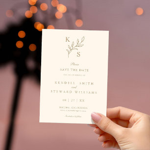 Blumige Hochzeitsmonogramm Minimalist Save the Dat Date