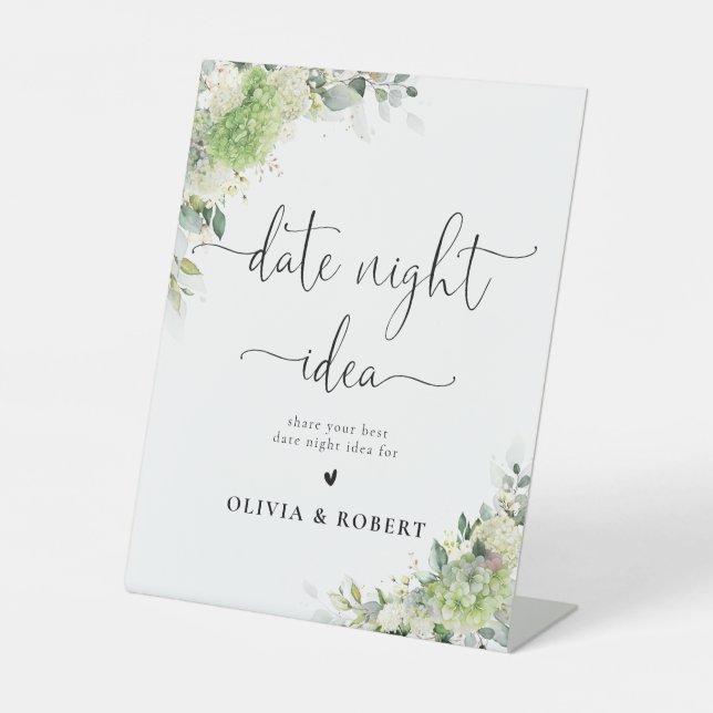 Blumige Hortensien Date Night Idee Schild (Vorderseite)