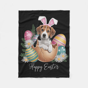 Blumige Hunde Ostertag Süßer Beagle Hund Welpe Glü Fleecedecke
