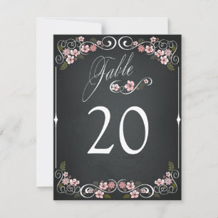 Blumige Kreidetafel Vintage Hochzeitstischkarte Einladung