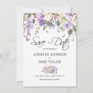 Blumige Lavendel-Lila-Flieder-Blumen-Hochzeit Save The Date