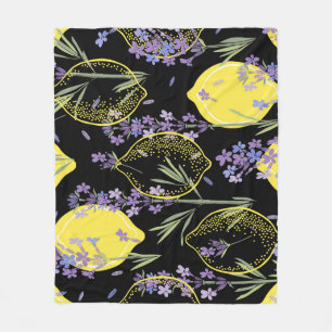 Blumige Lavendel-Limonen Vintage-Illustration Fleecedecke