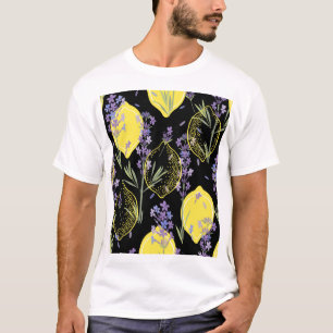 Blumige Lavendel Zitronen Vintage-Illustration T-Shirt
