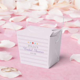 Blumige lila Streifen Brautparty Geschenkschachtel