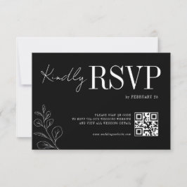 Blumige Linienkunst Rustikale schwarze elegante Ho RSVP Karte