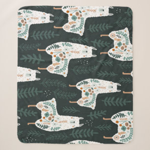 Blumige Llamas Süße Vintage-Textur Sherpadecke