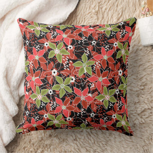 Blumige mehrfarbige Skizze Retro-Herbst  Kissen