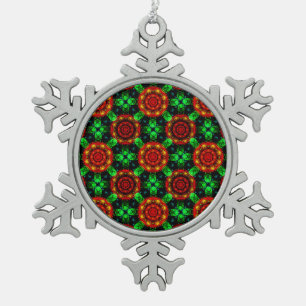 Blumige moderne Boho elegante abstrakte Muster #50 Schneeflocken Zinn-Ornament