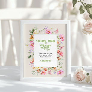 Blumige Momosa-Bar Bubbly-Bar Baby Shower Poster