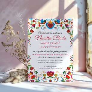 Blumige Otomi Farbige Fiesta Spanische Hochzeit Einladung