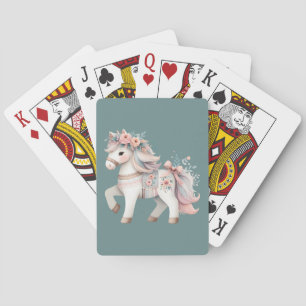 Blumige Pastell-Pferd-Fantasy-Illustration Spielkarten
