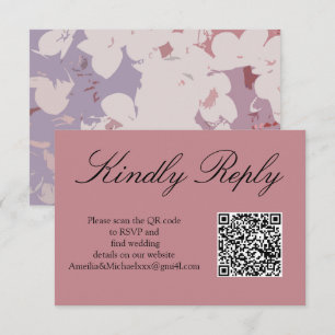 Blumige QR-Code-Hochzeits-RSVP-Karte RSVP Karte